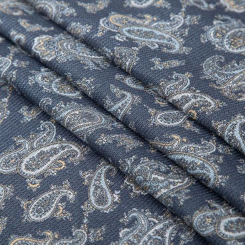 Лен натуральный 035-19901 сине-серый принтованный