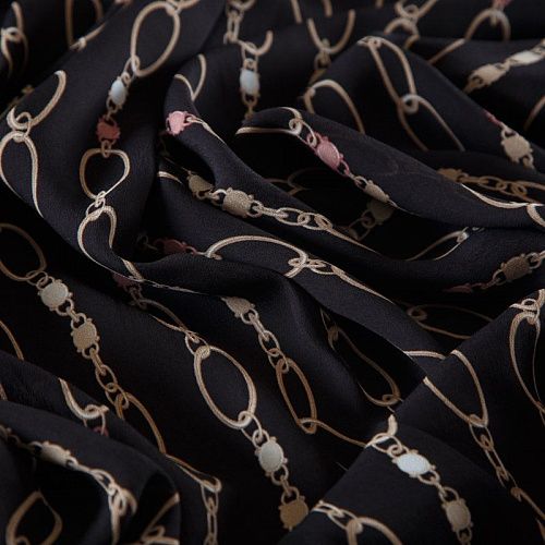 Креп-шифон вискозный 027-16408 черный принтованный