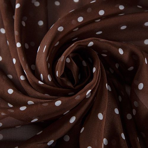 Шифон шелковый 068-12258 шоколадный принтованный