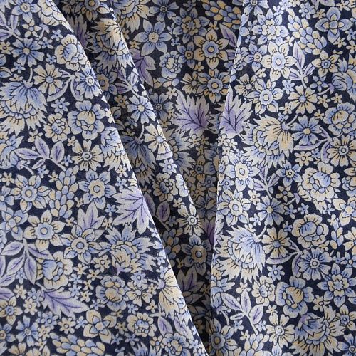 Батист 003-12147 темно-синий принтованный