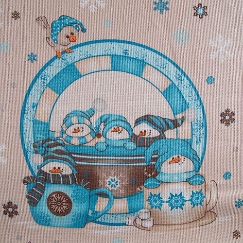 Полотно вафельное 007-15255 бежевый принтованный