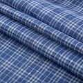 Лен натуральный 035-19980 сине-голубой клетка