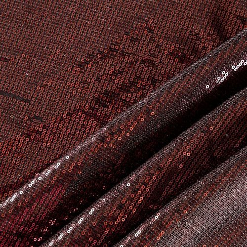 Ткань с пайетками 055-03020 темно-бордовый однотонный