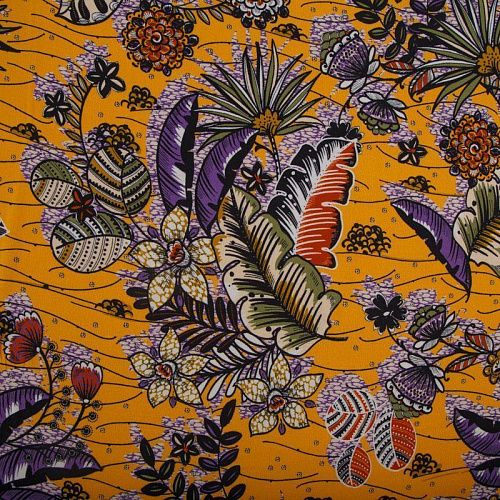 Вискоза 009-16223 шафрановый принтованный