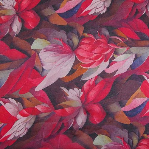 Шифон 068-17452 малиново-красный мультиколор