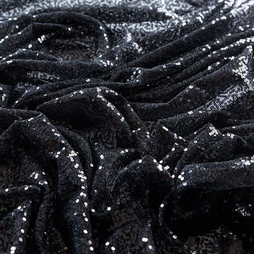 Пайетки на сетке 055-08985 черный однотонный