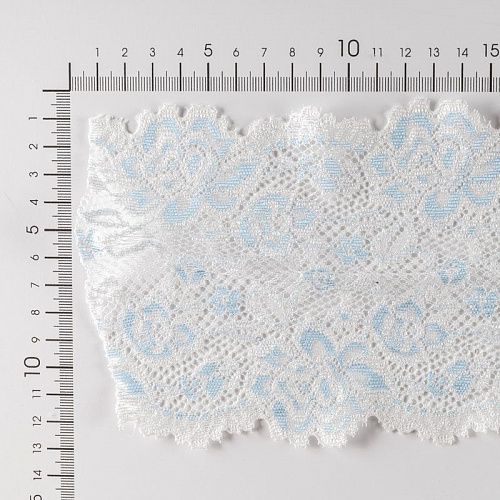 Кружево эластичное 110 мм Ф01-0091 бело-голубой