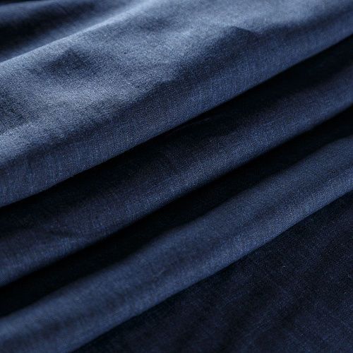 Лен натуральный 035-08561 темно-синий деним однотонный