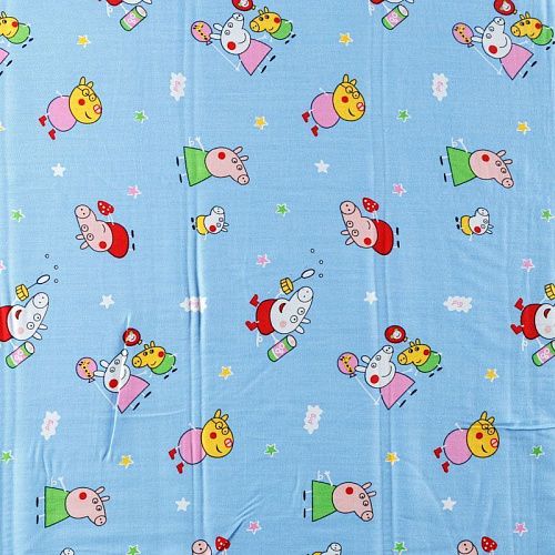 Штапель 069-08270 небесно-голубой принтованный