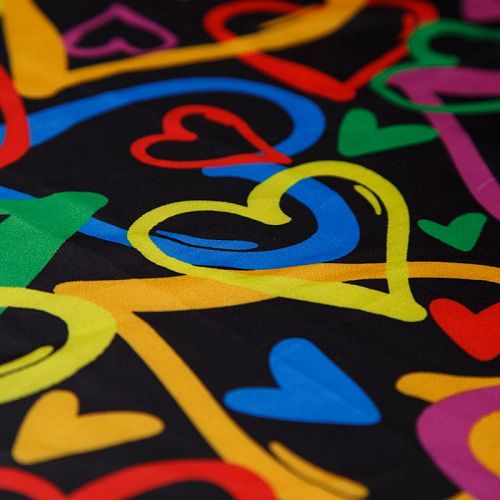 Шелк синтетический 065-13928 черный принтованный