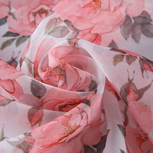 Тюль вуаль без утяжелителя 03-01-13168 белый принтованный