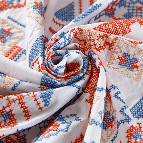 Хлопок с вышивкой 063-12132 белый