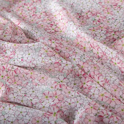 Креп-шифон шелковый 027-19849 нежно-розовый принтованный
