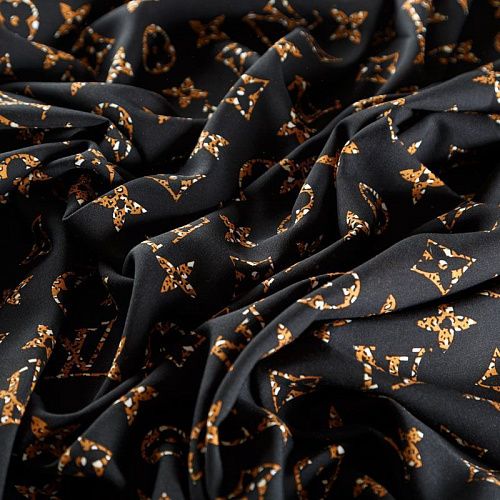 Штапель 069-06805 черный принтованный