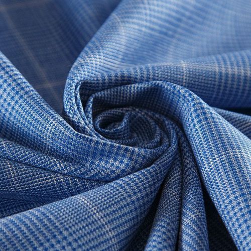 Ткань костюмная Hugo Boss 025-16800 голубой клетка