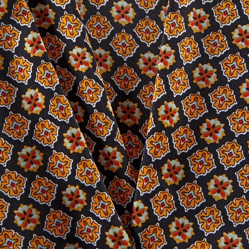 Шелк синтетический 065-13796 черный принтованный