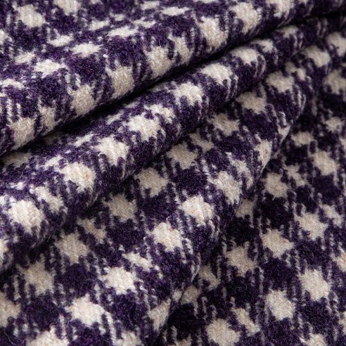 Ткань пальтовая 040-20245 молочно-чернильный клетка