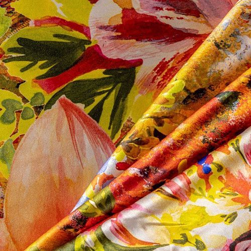 Шелк натуральный К23-177 оранжевый принтованный