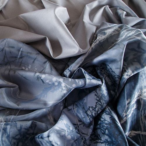 Сатин ш. 220 см 007-13369 серо-синий принтованный