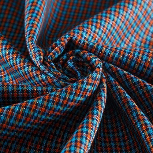 Ткань костюмная с люрексом 025-12135 лазурно-оранжевый
