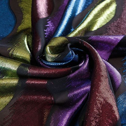 Шифон с люрексом 068-19166 черный мультиколор