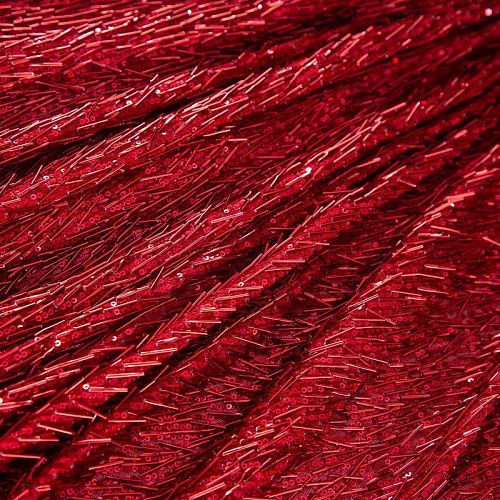 Сетка с пайетками и стеклярусом 050-19860 красный