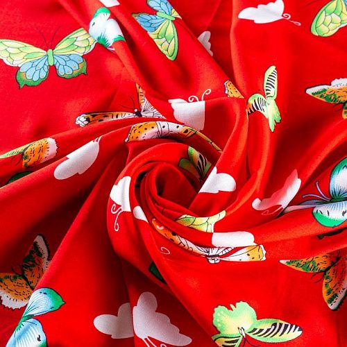 Штапель 069-01600  col.2 красный принтованный