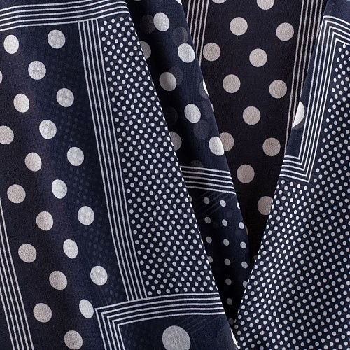 Креп-шифон 027-01416 темно-синий принтованный