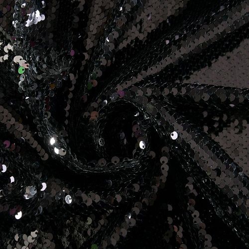 Пайетки на сетке 055-12106 черный однотонный