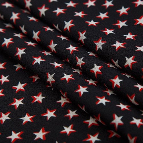 Креп-шифон 027-16217 черный принтованный