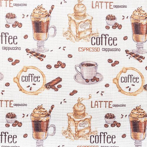 Полотно вафельное 007-01914 белый принтованный