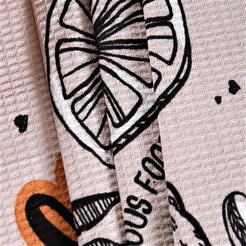 Полотно вафельное 007-11023 бежевый принтованный