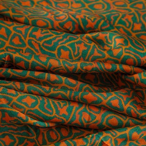 Шелк-штапель 069-17638 оранжево-зеленый