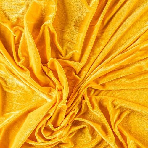 Бархат стрейч К33-778 ярко-желтый однотонный