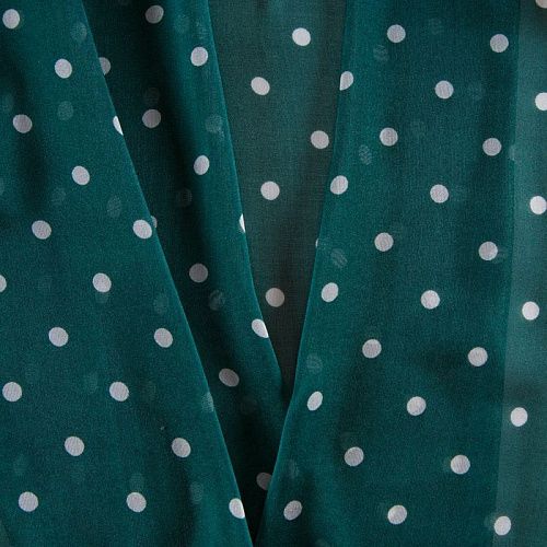 Шифон шелковый 068-12259 бутылочный зеленый принтованный