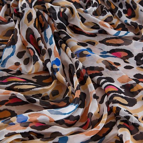 Шифон 068-17687 белый принтованный