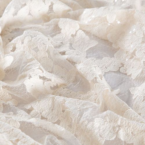 Кружево с пайетками 012-20757 молочный