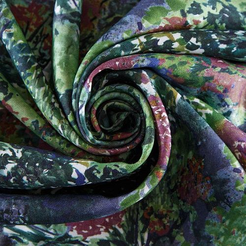 Твил-штапель 069-12372 зеленый принтованный