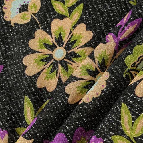 Вискоза с люрексом 009-12076 черный принтованный