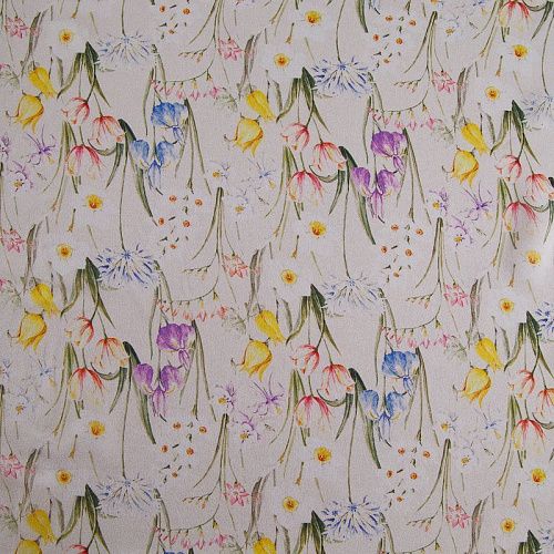 Шифон шелковый 068-19177 молочный принтованный