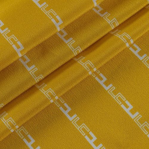 Крепдешин натуральный 028-11942 шафрановый принтованный