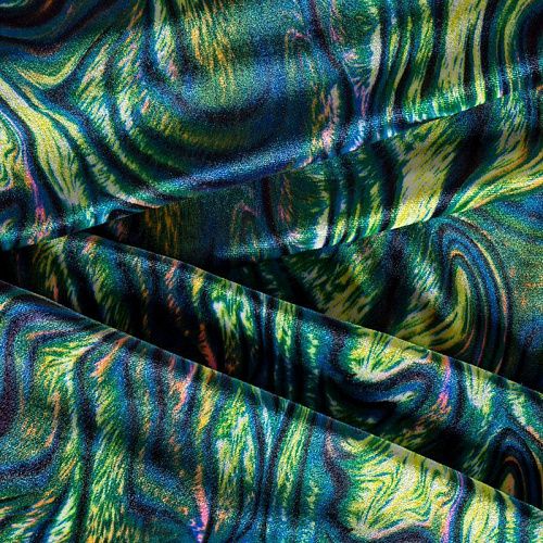 Бархат стрейч 002-04307 зеленый принтованный