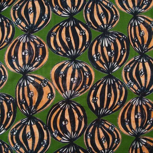 Лен натуральный 035-12336 травяной зеленый принтованный