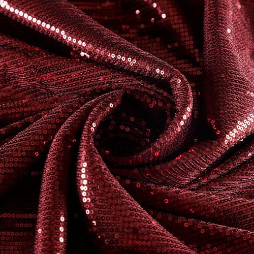 Ткань с пайетками 055-03035 багровый однотонный