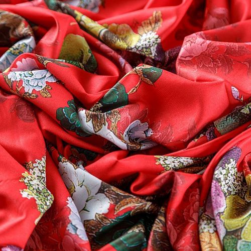 Креп-шифон 027-08335 красный принтованный