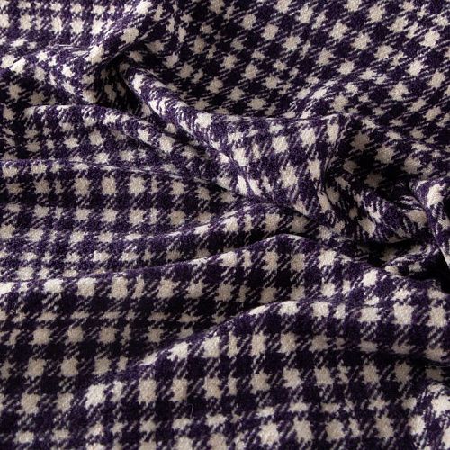 Ткань пальтовая 040-20245 молочно-чернильный клетка