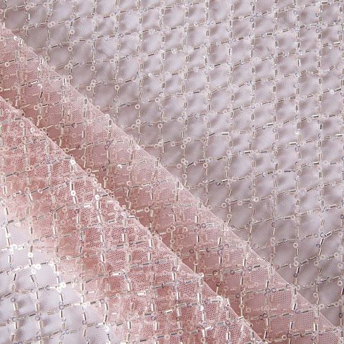 Сетка со стеклярусом 050-13577 пудрово-розовый