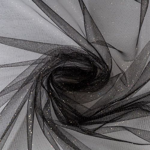 Фатин с напылением К33-961 черный однотонный