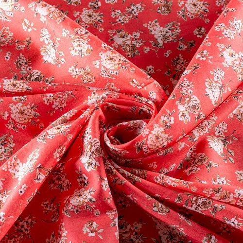 Батист 003-00888 коралловый принтованный