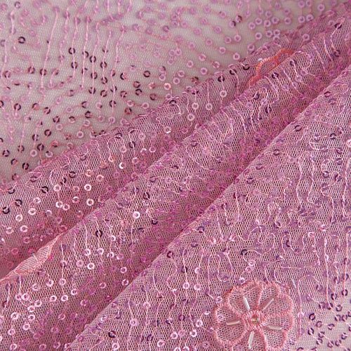 Пайетки на сетке 055-04132 холодный розовый